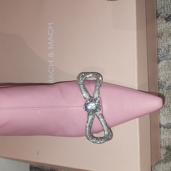 MACH & MACH Crystal Embellished Double Bow Bootie size 38 - Picture 4 of 7